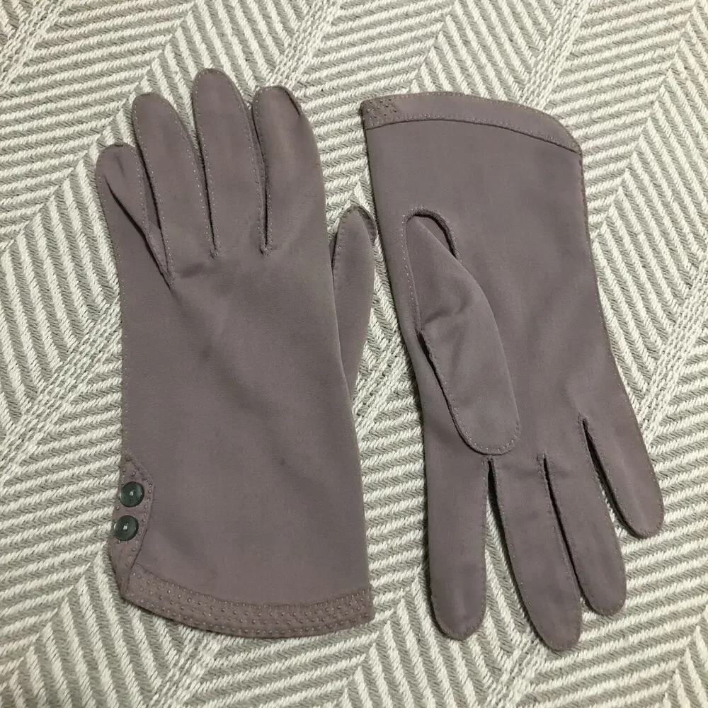 Gloves By Superb Purple Wrist Length Lavender Vintage Embroidered Buttons Small